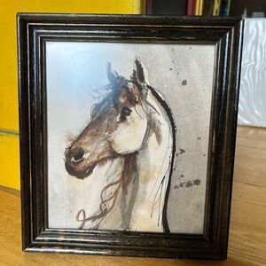 Vintage 1990 professional Framed Pen/Watercolor Horse painting